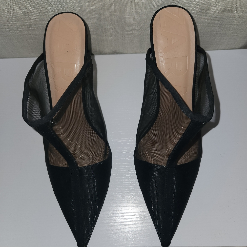 Zara Size 11 Black Mesh Mule